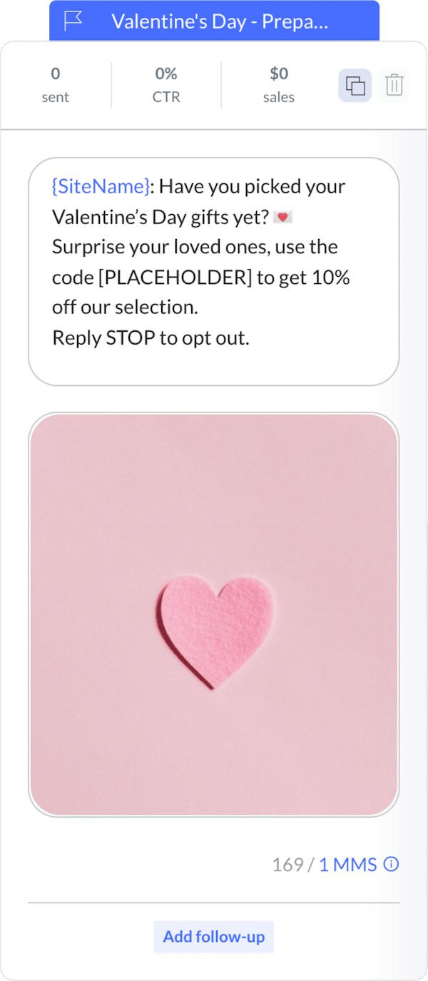 Valentines Day SMS Template 1