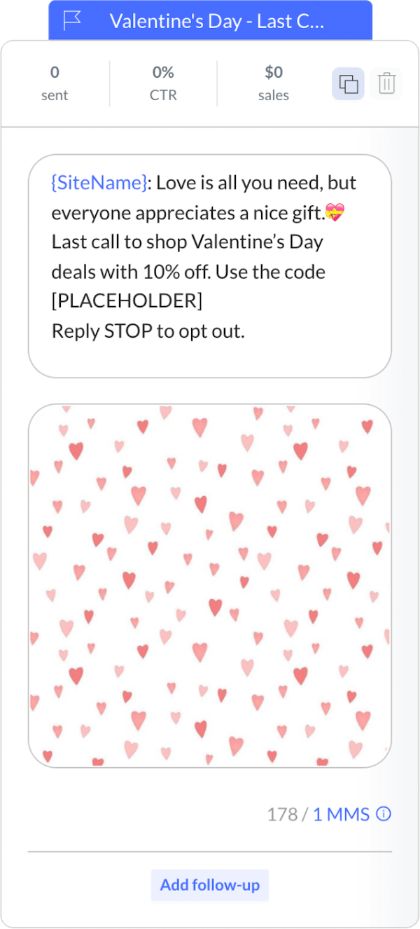 Valentines Day SMS Template 2