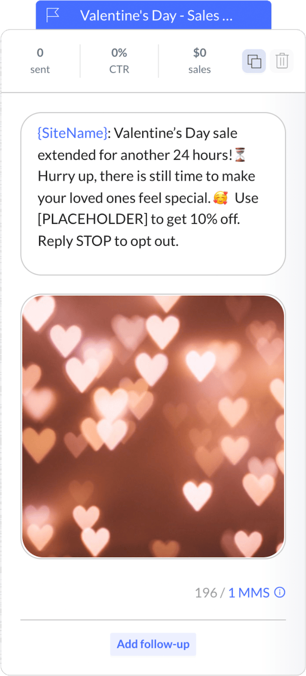 Valentines Day SMS Template 3