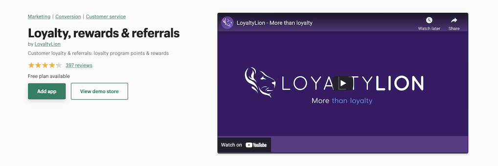 Shopify App Loyalty Lion