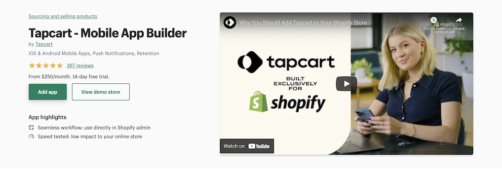 Shopify App Tapcart