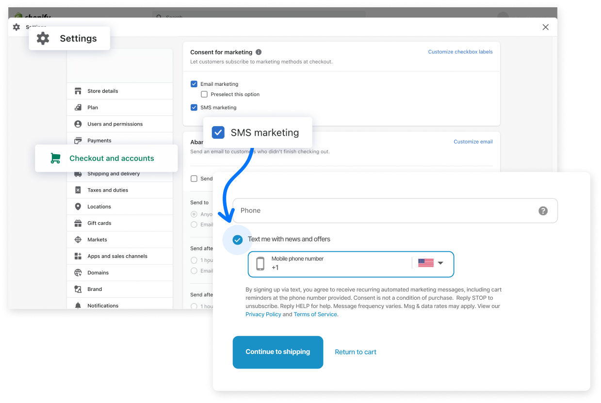 Enable SMS Marketing at Shopify Checkout