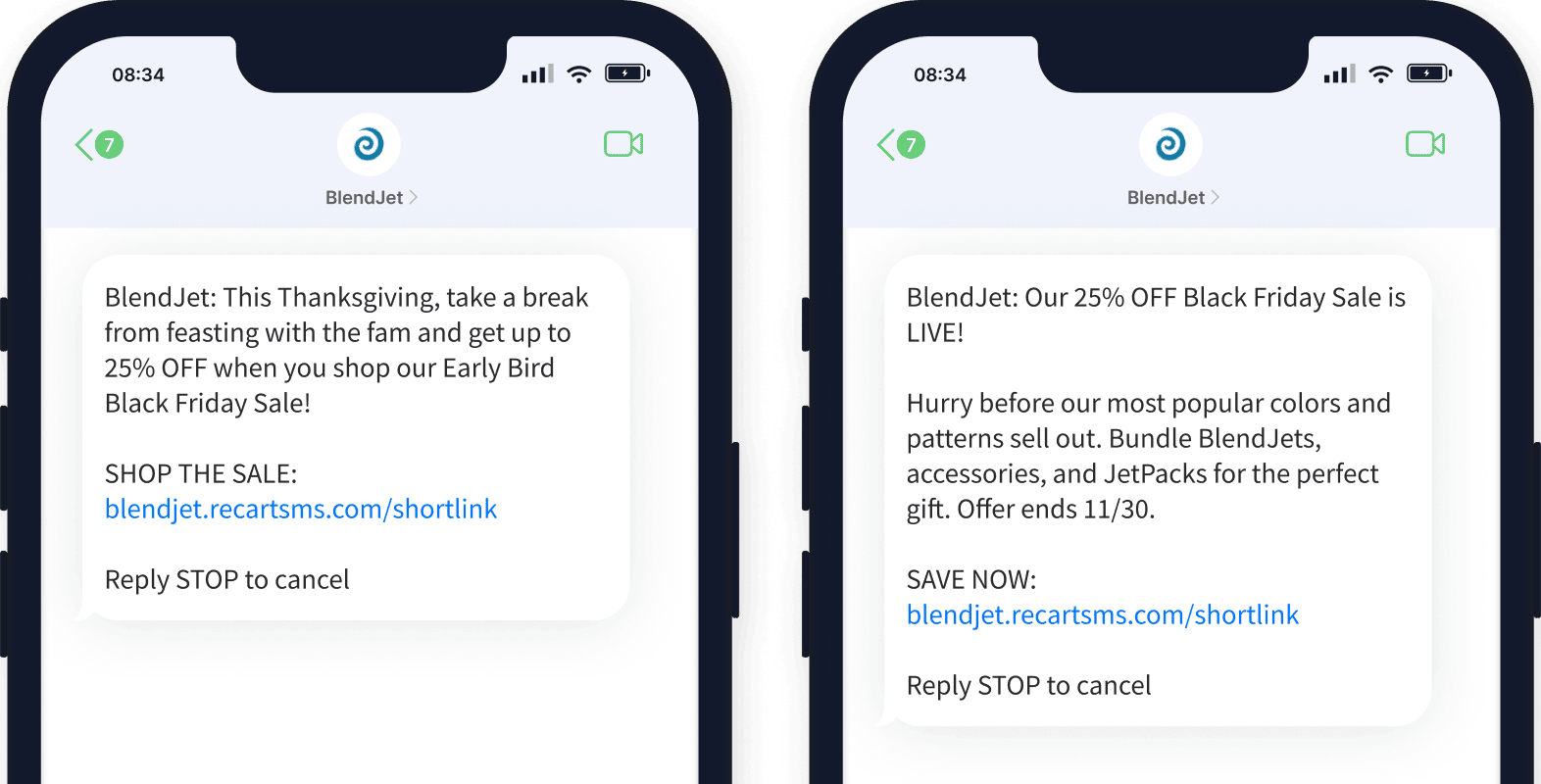 Black Friday, Cyber Monday SMS Example - BlendJet 1