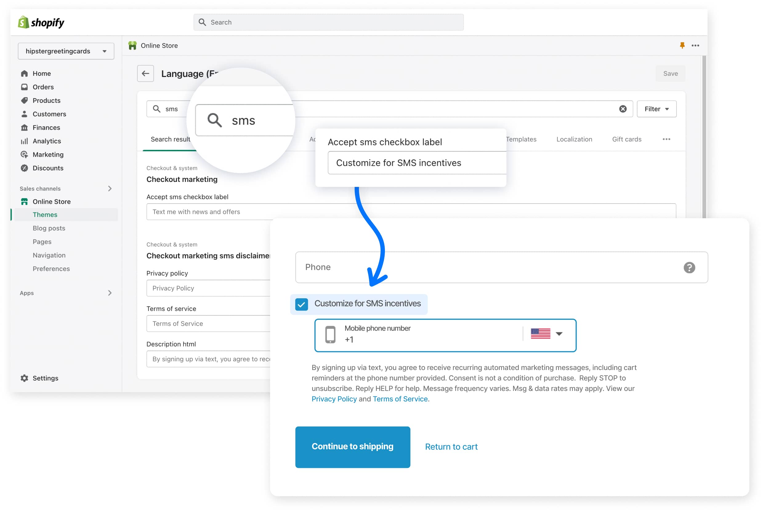 Customize SMS Marketing at Shopify Checkout