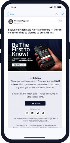 Email Campaigns for SMS sign up